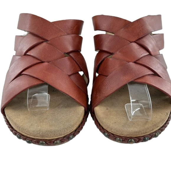 Dansko Troy sandals size 40 brown leather woven slip on clogs orthopedic - Picture 3 of 14